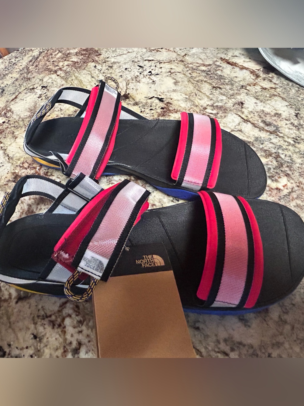 NWT North Face Skeena Sport Sandals Men’s 11 Black-Pink & Red Straps Hiking Boat